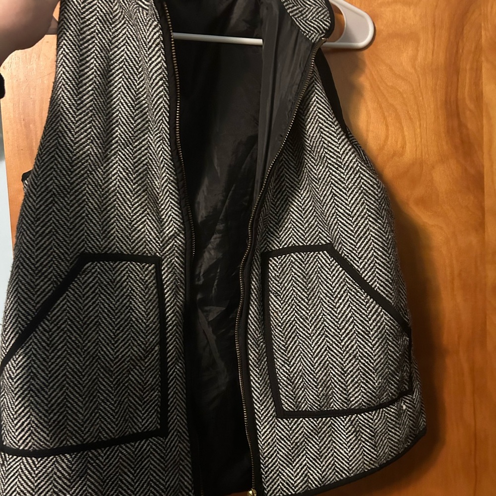 Women's Black and White Herringbone Vest